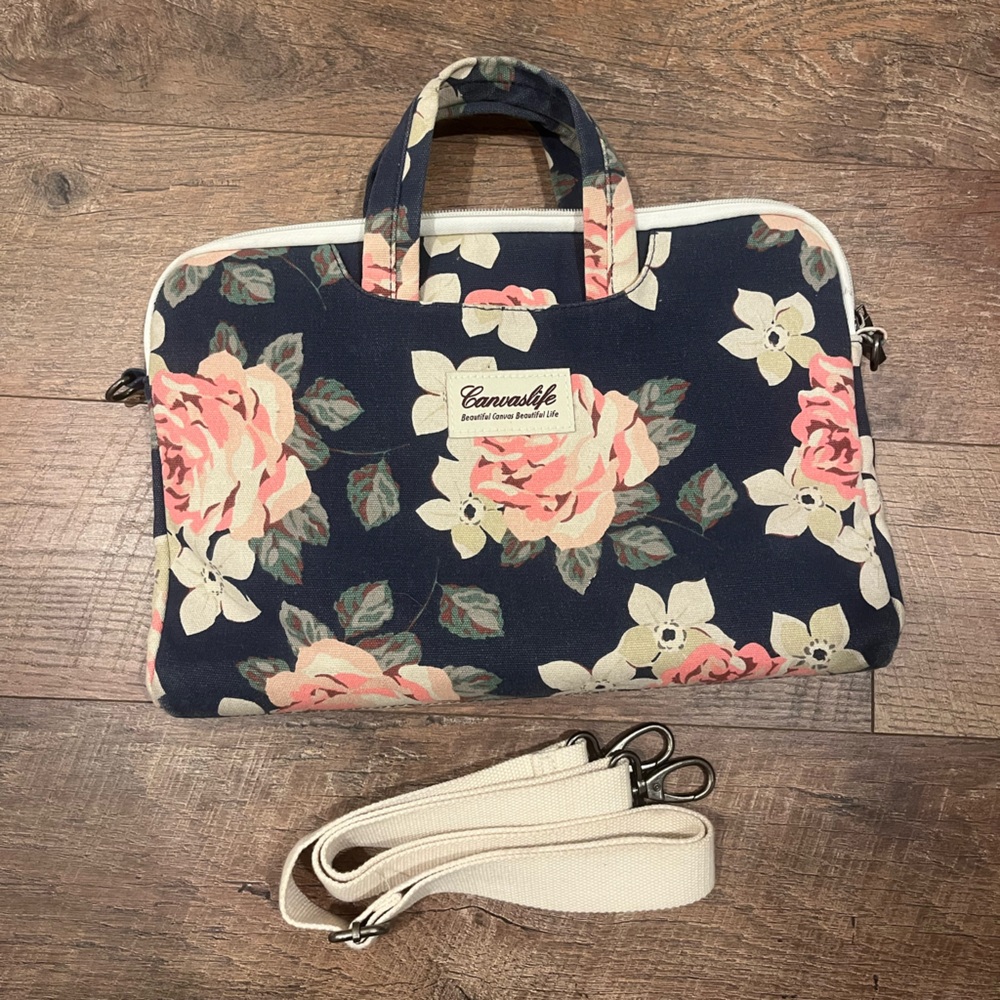 Floral Laptop Bag with Strap
